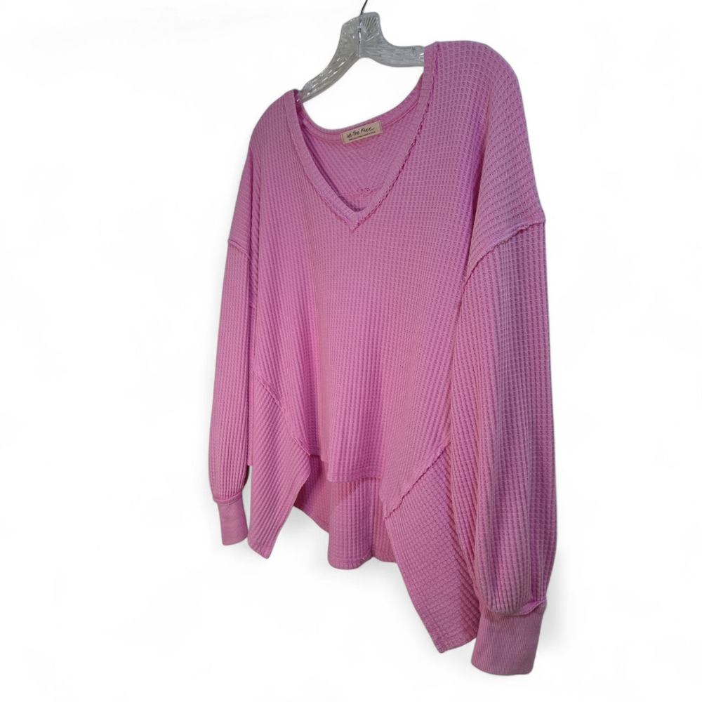 Free People‎ Coraline Thermal Top Women Small Oversize Waffle Knit Swing Blouse - Picture 5 of 7